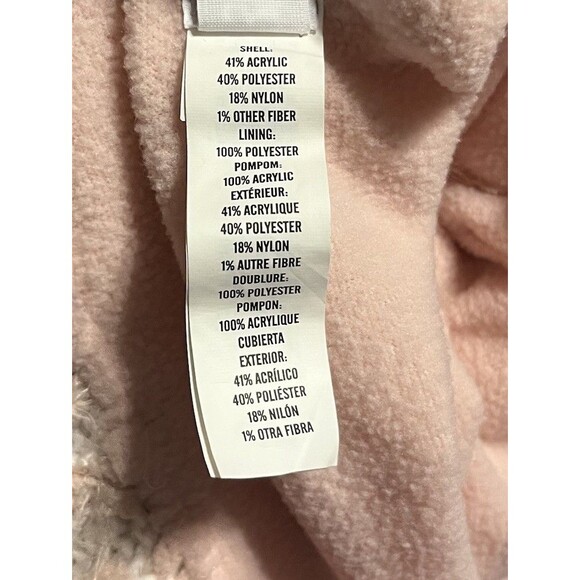 The Children's Place Pink Fuzzy Knit Beanie PomPom Hat Emoji Patches Youth XL - Picture 12 of 14